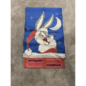 VTG Warner Bros Santa Bugs Bunny Christmas Outdoor Flag Holiday Banner 96' 42x28